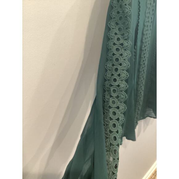 Joie Womens Blouse Size Medium Green Sheer Crochet Romantic Fall Business Office - Picture 6 of 10